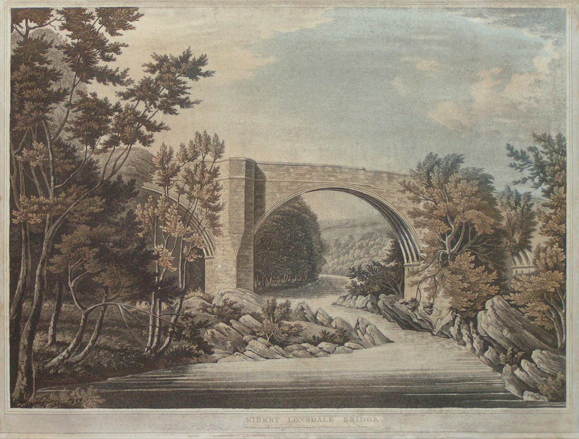 Aquatint - Kirkby Lonsdale Bridge - Havell